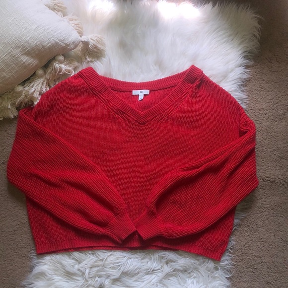 bp Tops - BP. | M cropped vneck red sweater balloon sleeve
